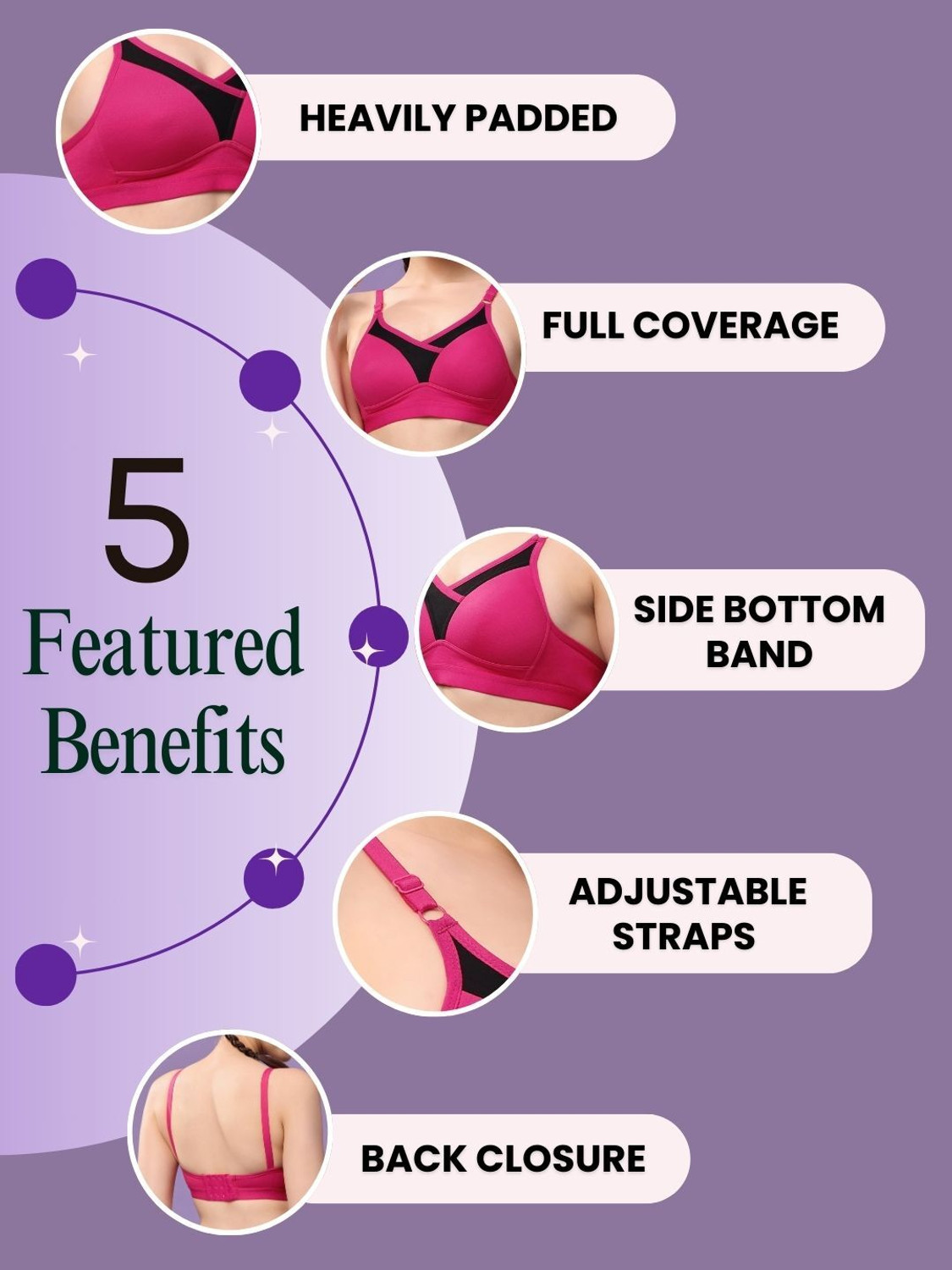 Image of Floret Women's Sports Bra For Women Padded & Full Coverage Women Sports Lightly Padded Bra