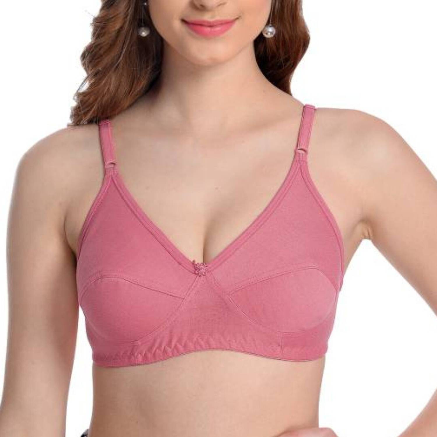 Chic Hook Non Padded Plain Hosiery cotton fabric Non- wired full coverage Bra Women Everyday Non Padded Bra