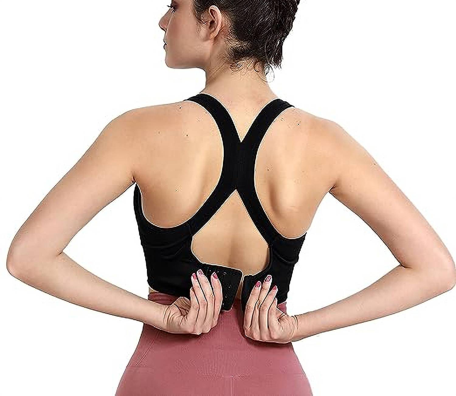 Brachy Brachy Women's Nylon Lightly Padded Wire Free Racerback Sports Bra Women Sports Lightly Padded Bra