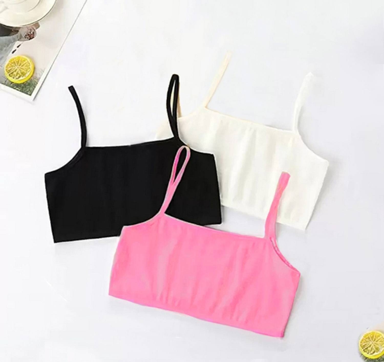 BRAASHEE PACK Of 3 Women's Girls cotton Blend mid coverage non padded bra Girls Sports Non Padded Bra