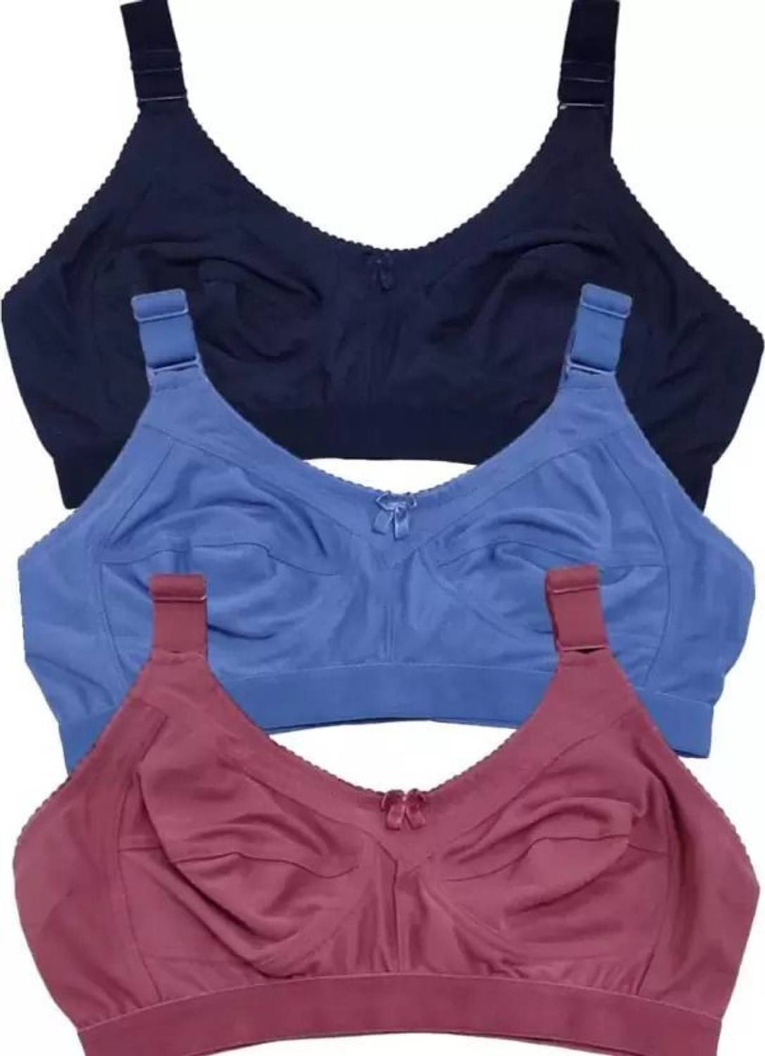 BENEATH Combo Pack of 3 Women Full Coverage Non Padded Bra