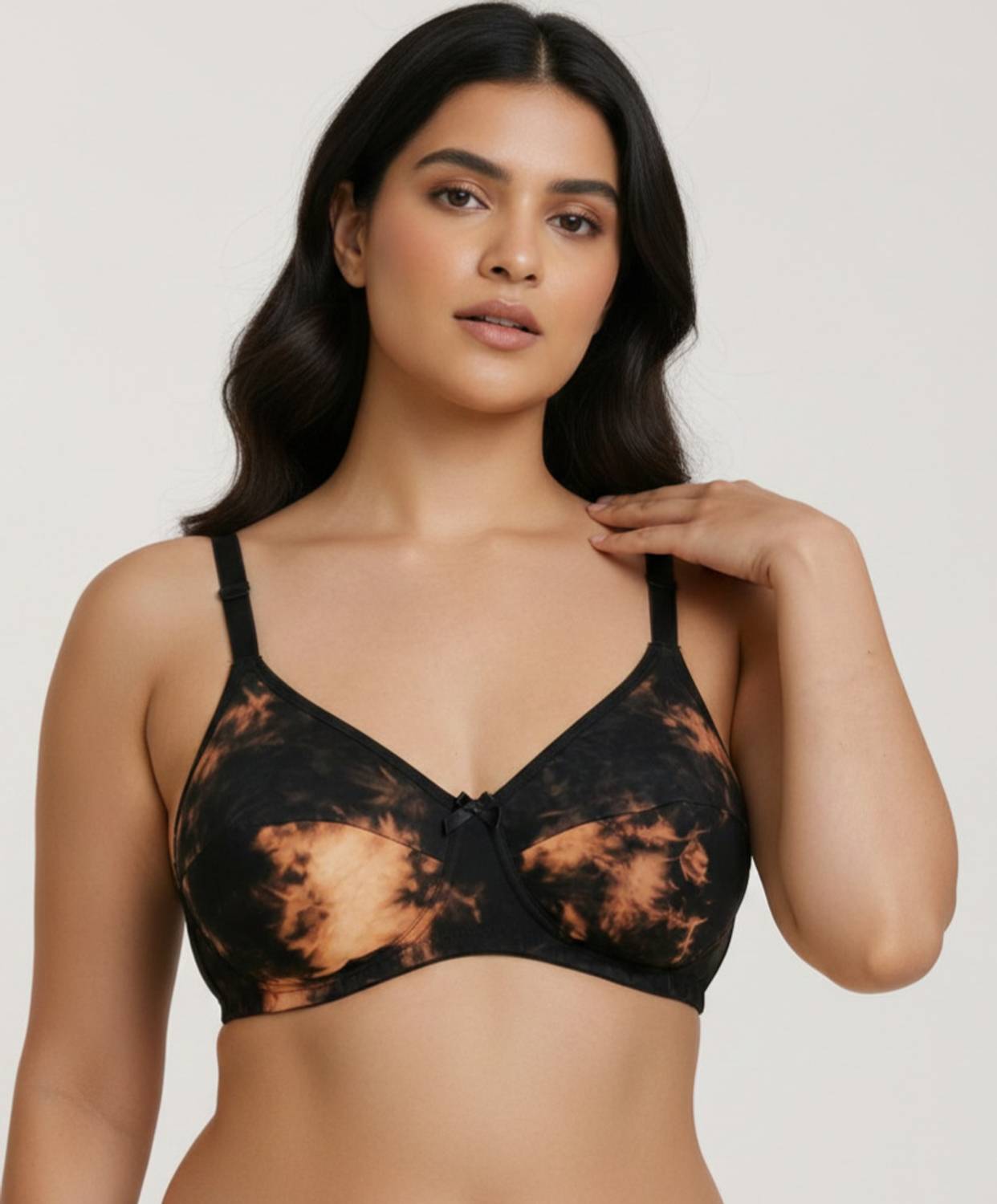 BRIXTAA Comfortable Non-Wired Full Figure Bra for Women - Breathable Printed Cotton Bra Women Full Coverage Non Padded Bra