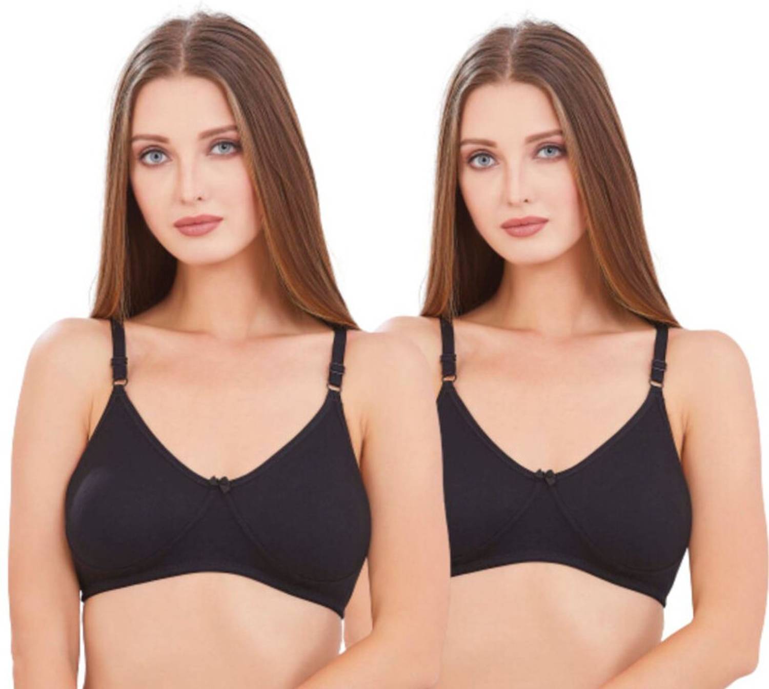 BlueNixie Blue Nixie Women's Wirefree T-Shirt T shirt bra in Black color Combo pack Women Everyday Non Padded Bra
