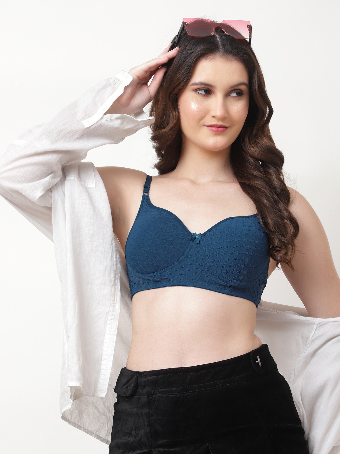 Image of Funahme Pack of 3 Women T-Shirt Lightly Padded Bra (Multicolor)
