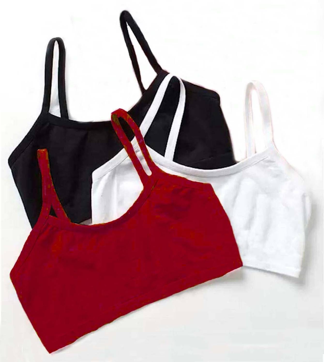 BRAASHEE PACK Of 3 Women's Girls cotton Blend mid coverage non padded bra Girls Sports Non Padded Bra