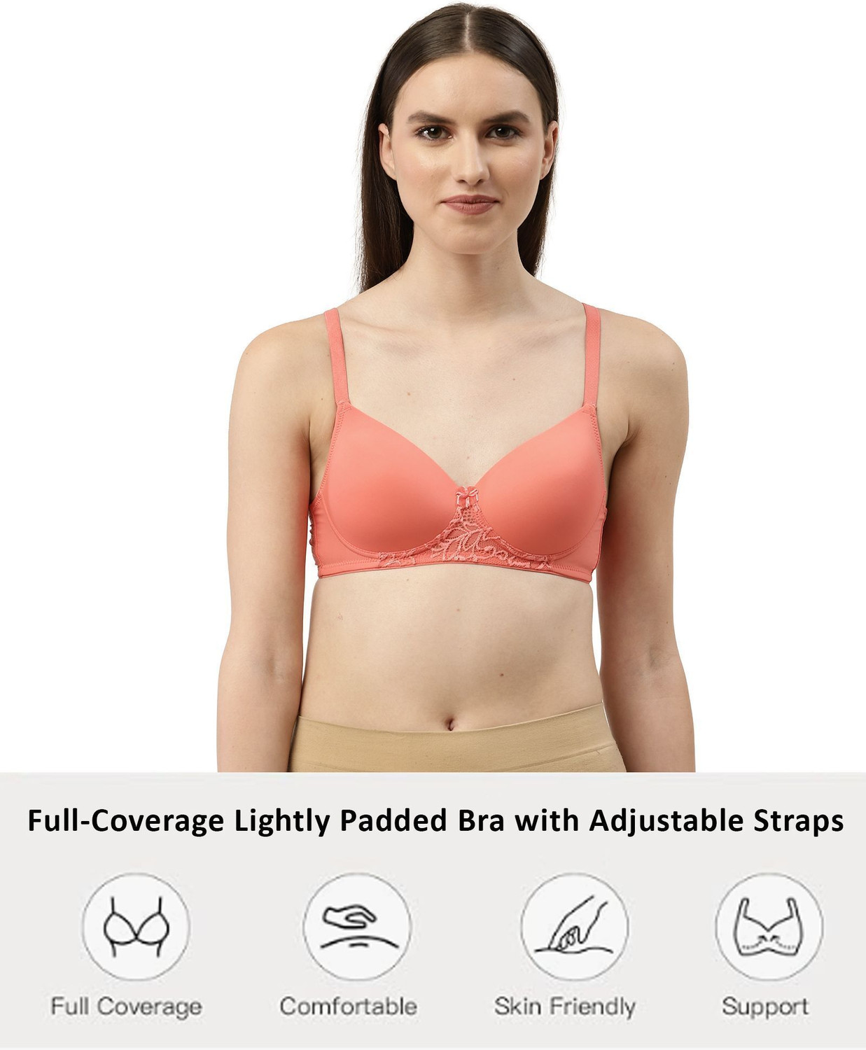Image of LEADING LADY Solid Lightly Padded Lace Bra for Women Women T-Shirt Lightly Padded Bra