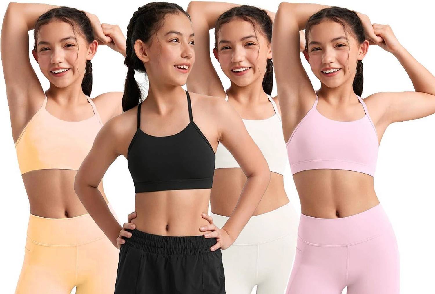 BRAAFEE 4_SLIP_babyBCW Girls Non Padded Thin Strap Bra for Girls Non-Wired Gym Workout Girls Training/Beginners Non Padded Bra
