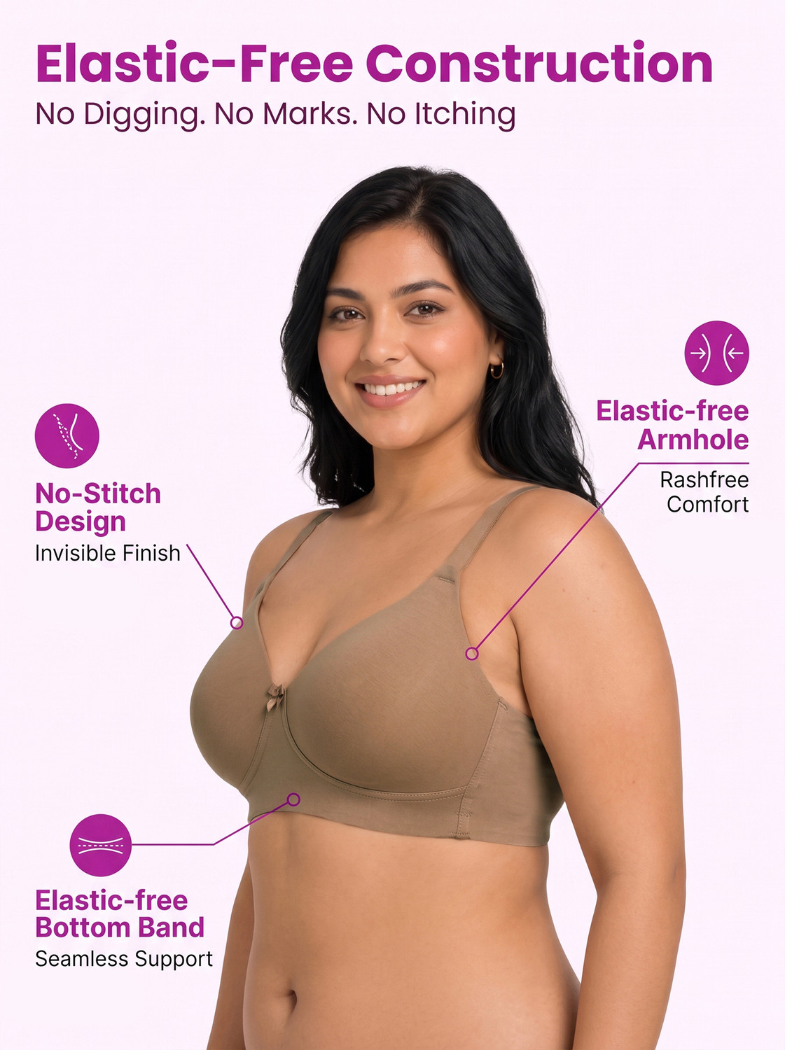 Image of Sushme SUSHME Women's Cotton Full Coverage EverydayT-Shirt Bonded Bra Women T-Shirt Lightly Padded Bra