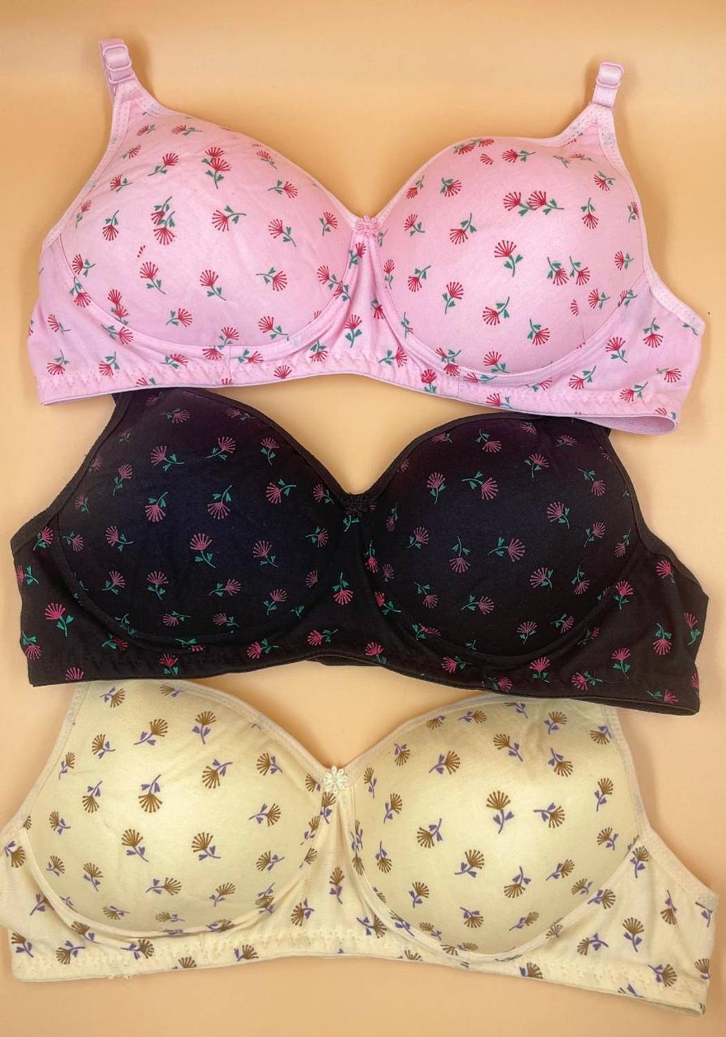 ALZENA Pack of 3 Women Push-up Lightly Padded Bra (Multicolor) Women Full Coverage Lightly Padded Bra
