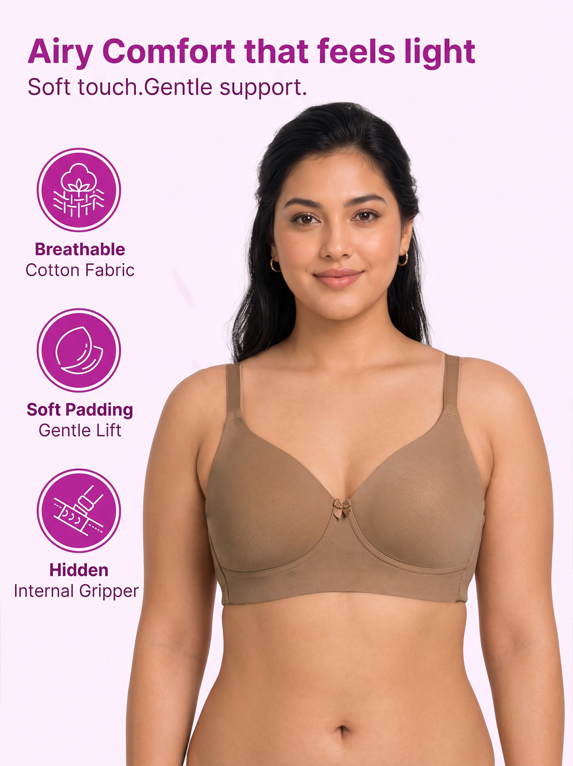 Image of Sushme SUSHME Women's Cotton Full Coverage EverydayT-Shirt Bonded Bra Women T-Shirt Lightly Padded Bra