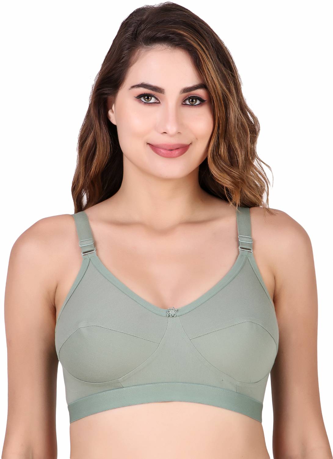 Aayat Enterprises Nylon Full Coverage Plain Misty Sports Gym Bra for Women Women Everyday Non Padded Bra