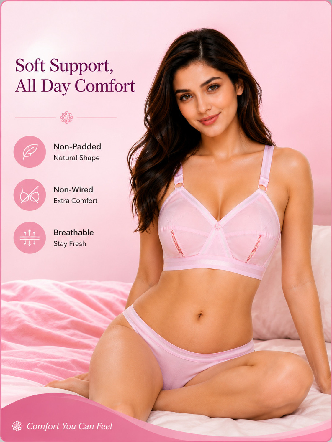 Image of SONA by PERFECTO Women's Perfecto Cotton Full Coverage Plus Size Non-Padded Wirefree Everyday Bra Women Full Coverage Non Padded Bra