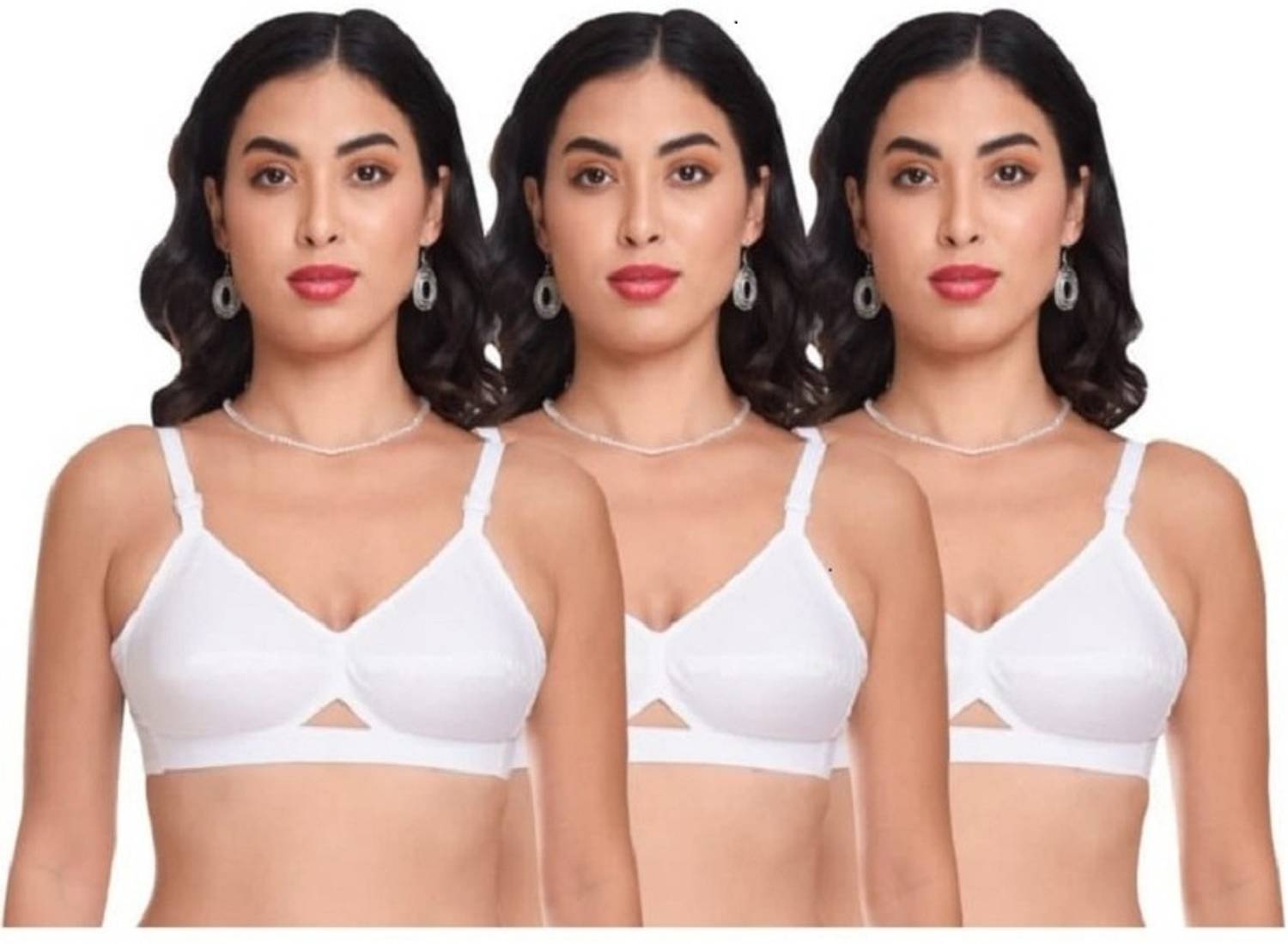 Akeeta AB-110 Non Paded White Plain Women Full Coverage Non Padded Bra
