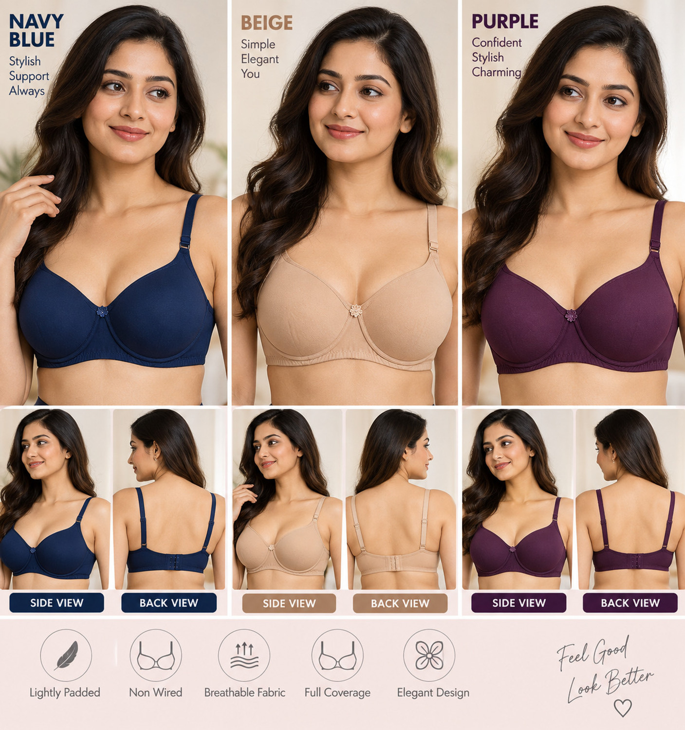 Image of TULUSUN Women Push-up Lightly Padded Bra