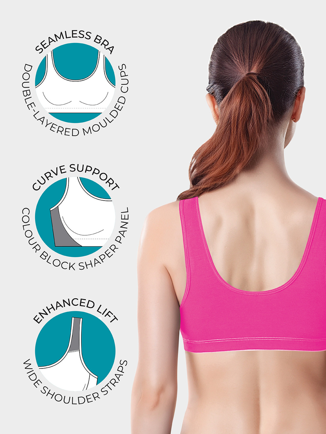 Image of DIXCY SCOTT SLIMZ Women Everyday Non Padded Bra (Pink)