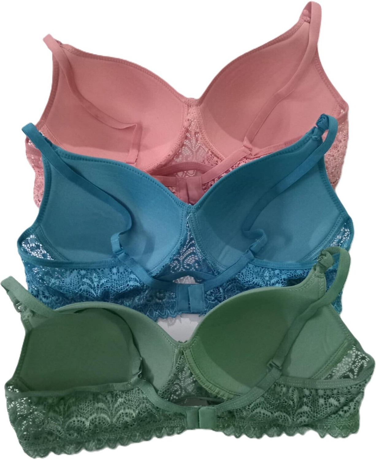 Image of FK FASHION Women's Cotton Padded Laces Full Coverage Bra with Adjustable Straps Pack of 3 Women T-Shirt Lightly Padded Bra