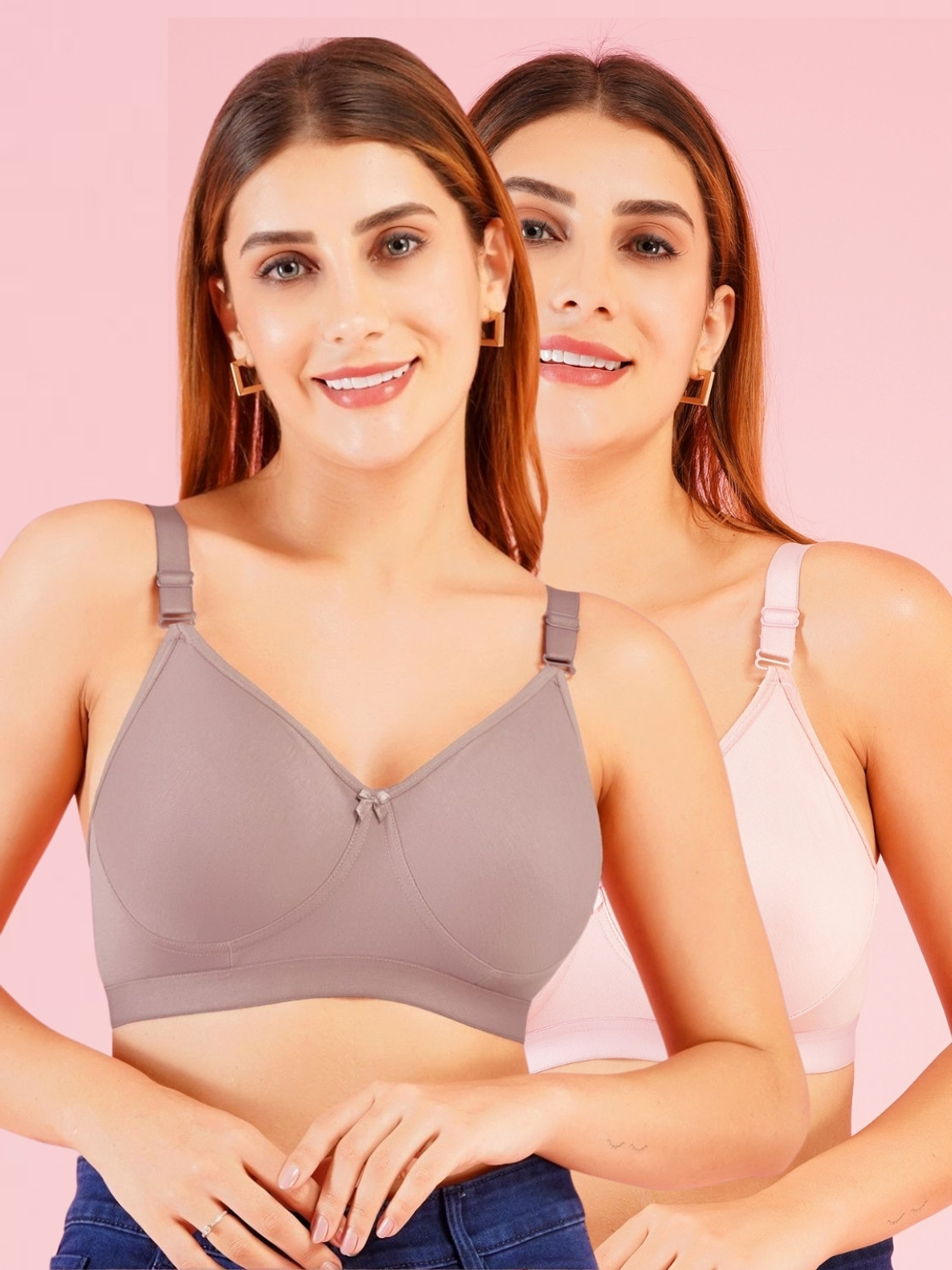 Image of Dressberry Pack of 2 Women Full Coverage Non Padded Bra (Multicolor)