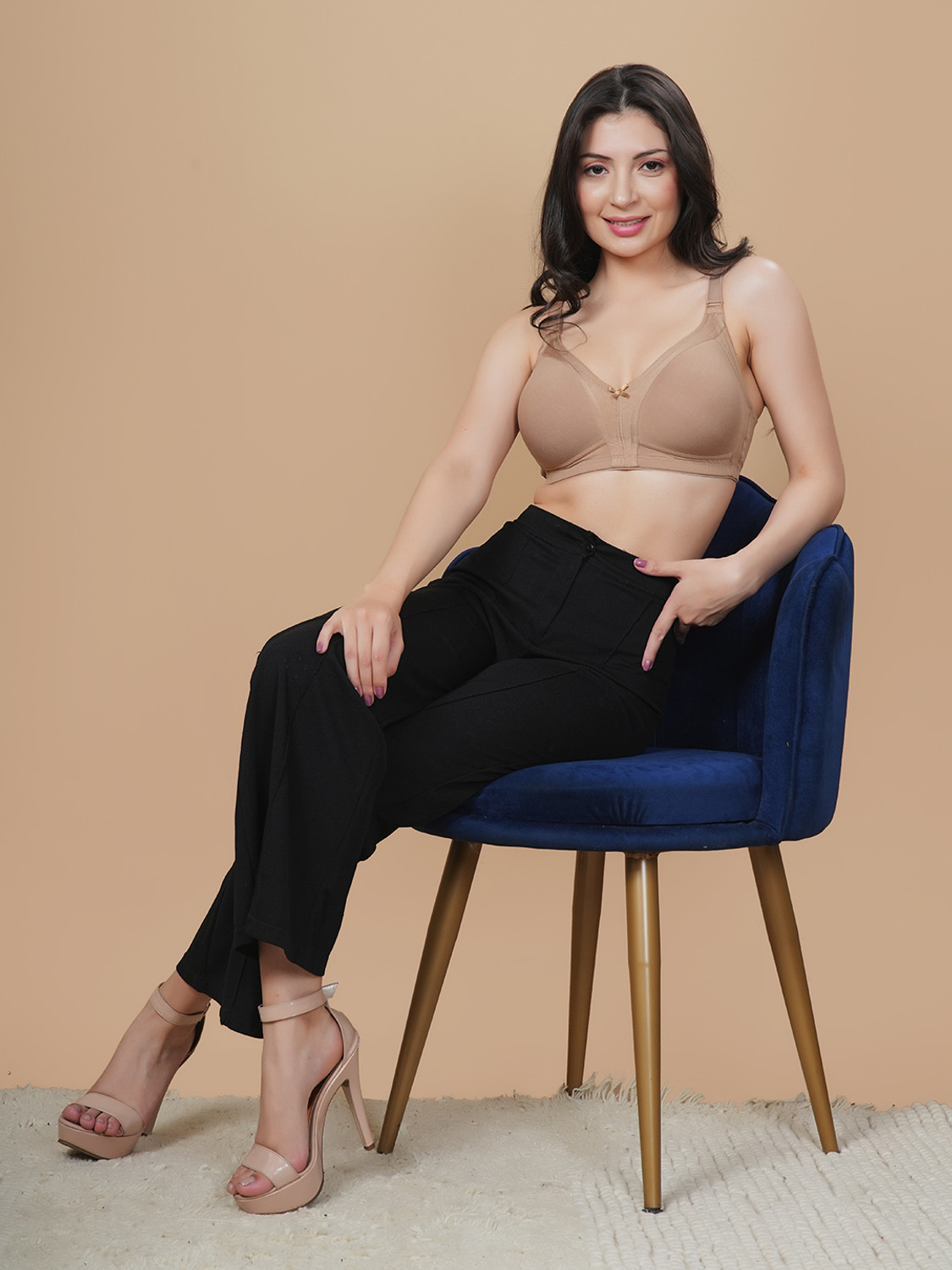 Image of Dressberry Women Full Coverage Lightly Padded Bra (Beige)