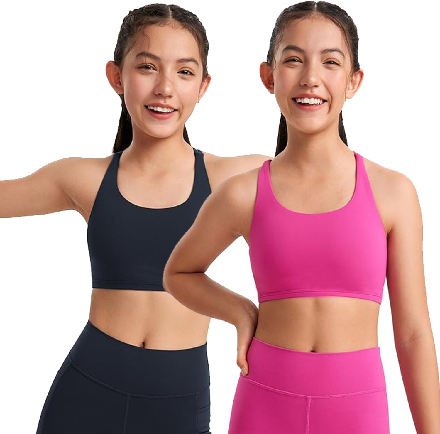 Image of BRAAFEE Pack of 2 Girls Non Padded fully stretchable High Coverage Bra (Multicolor) Girls Sports Non Padded Bra