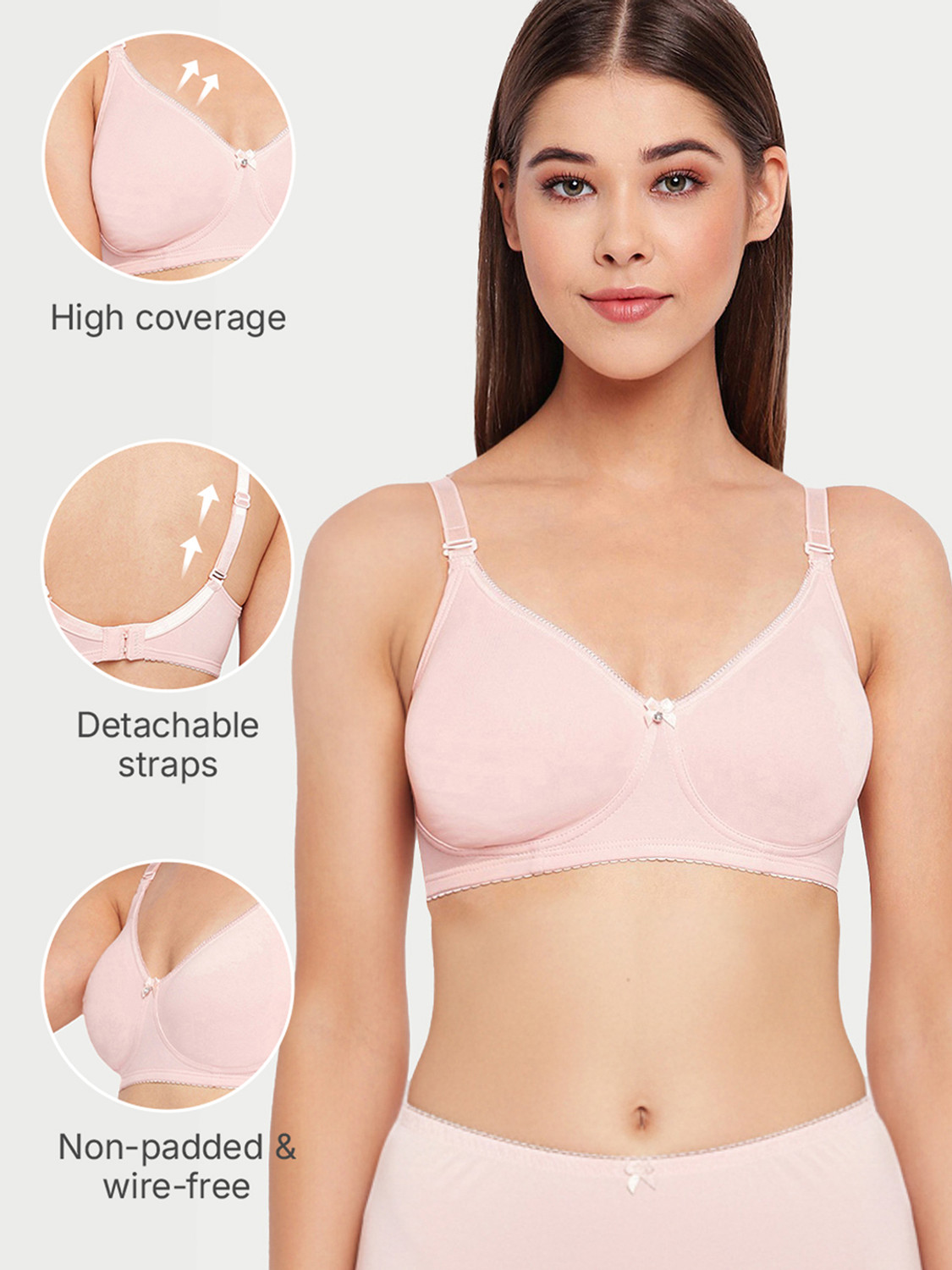 Image of Enamor Women Full Coverage Non Padded Bra (Pink)