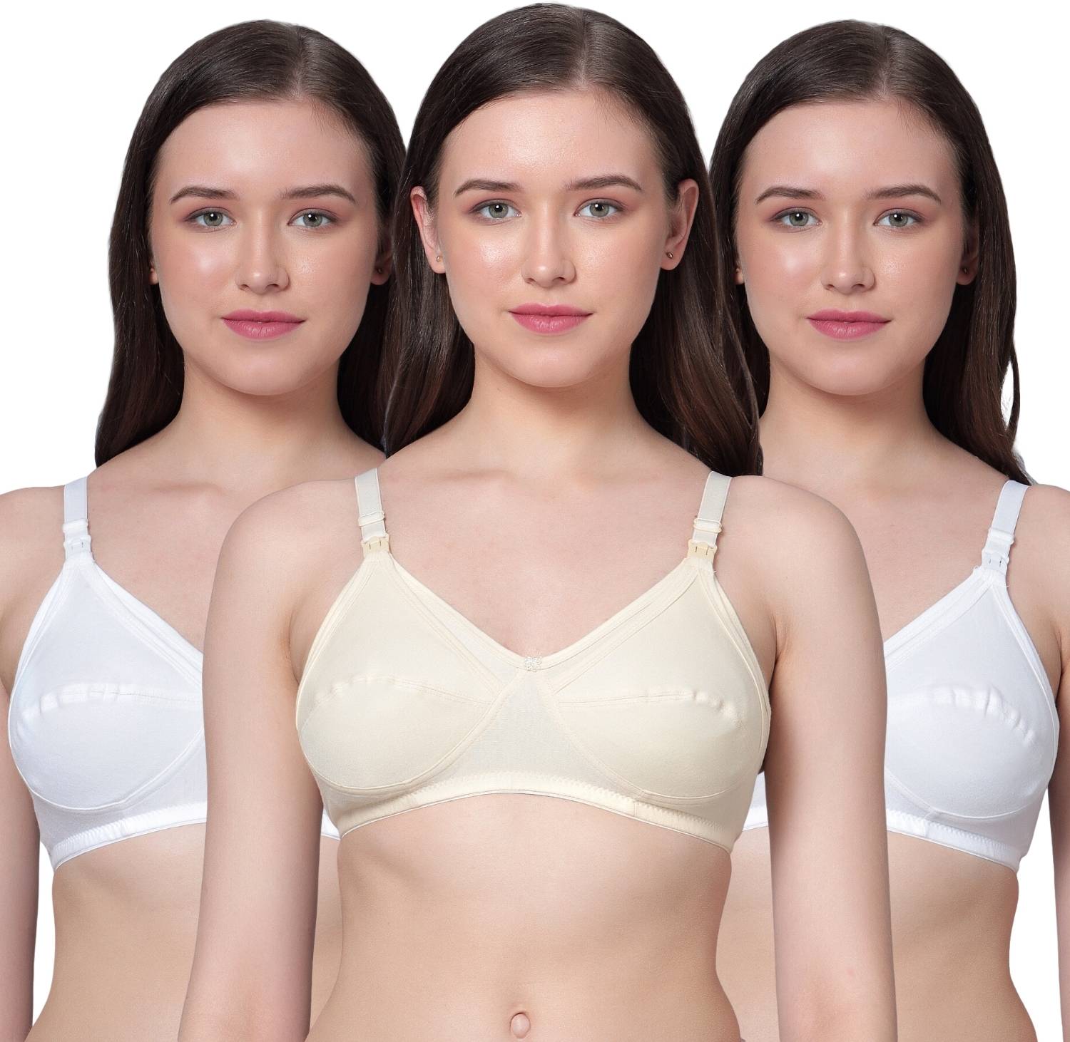 Aimly Women Nursing Easy Feeding Access Maternity Bra Non-Padded Wire Free Pack of 3 Women Maternity/Nursing Non Padded Bra