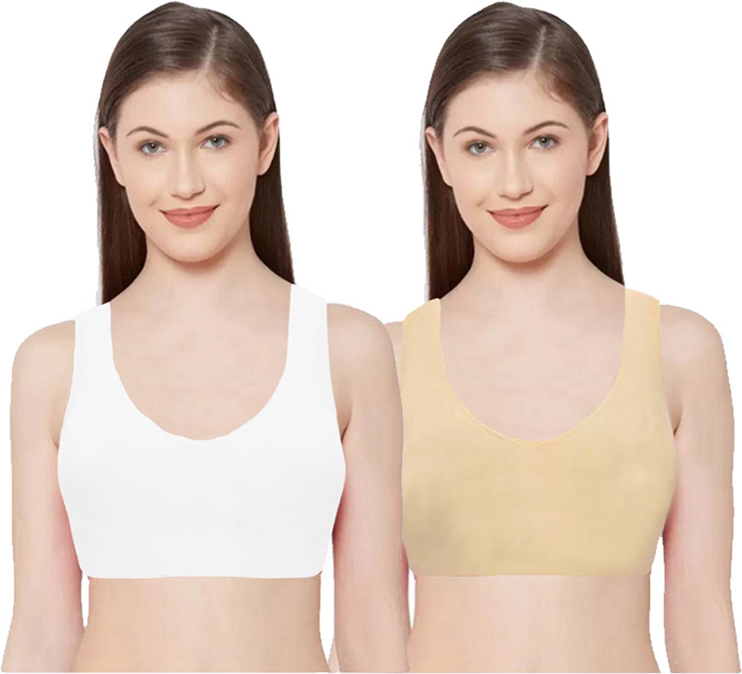BRAABAA Pack of 2 Girls non padded beginner cotton sports bra Women Sports Non Padded Bra
