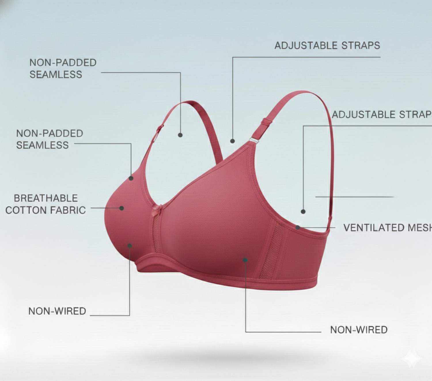 Image of Vanila Women Everyday Non Padded Bra (Brown)
