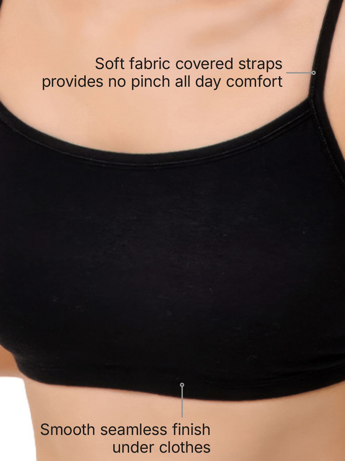 Image of Enamor Women Training /Beginners Non Padded Bra (Black)