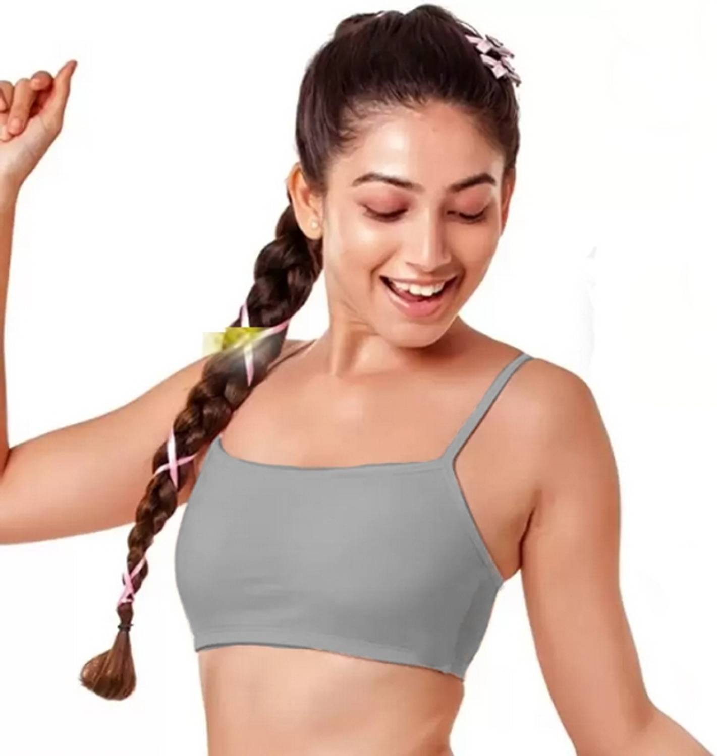 BRAAFEE Pack of 1 Girls Non Padded fully stretchable High Coverage Bra (Multicolor) Women Sports Non Padded Bra