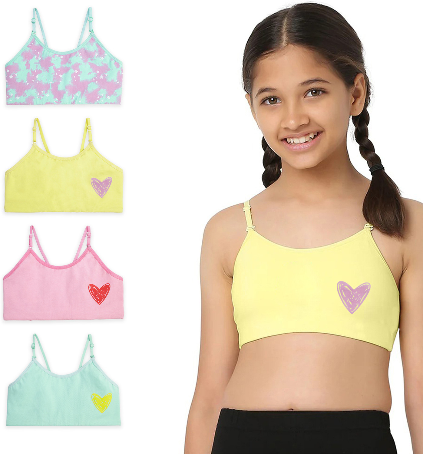Image of YouGotPlanB TBS-TyedyeHearts-8-10 Girls Training /Beginners Non Padded Bra