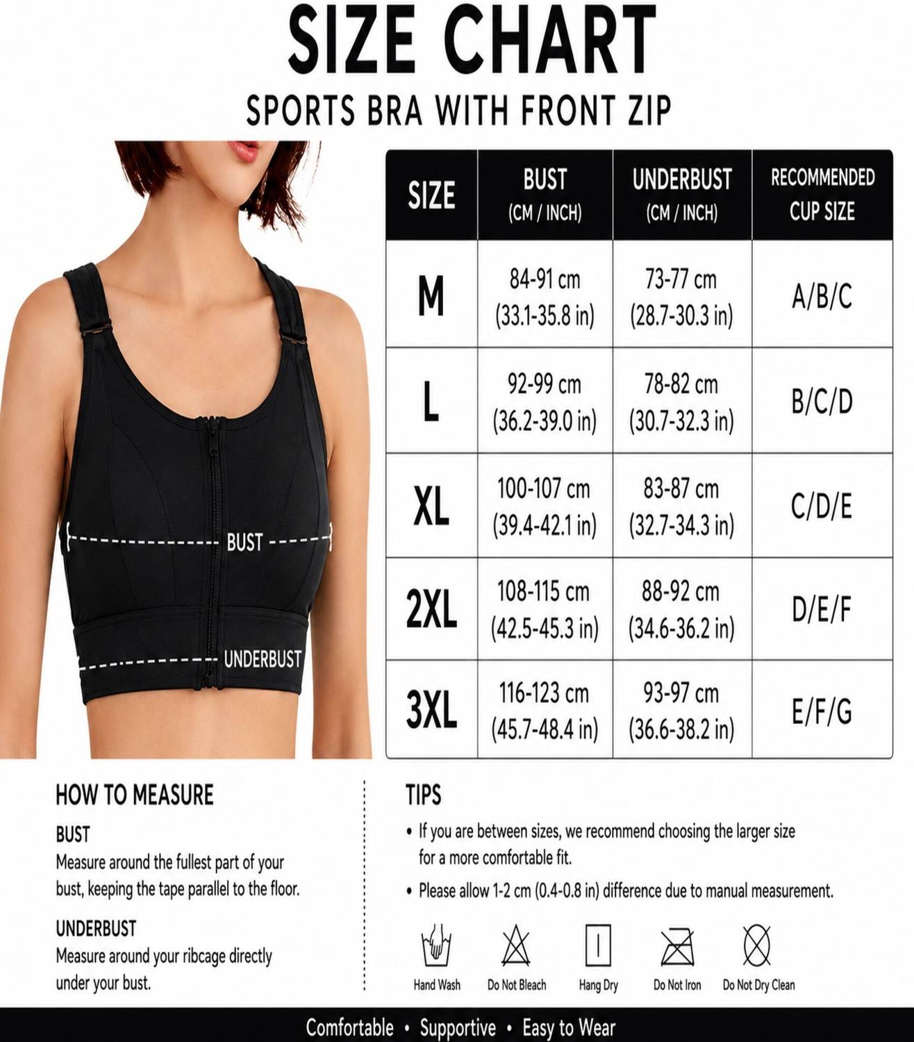 gvv Women's Front Zip High Support Sports Bra - Image 5