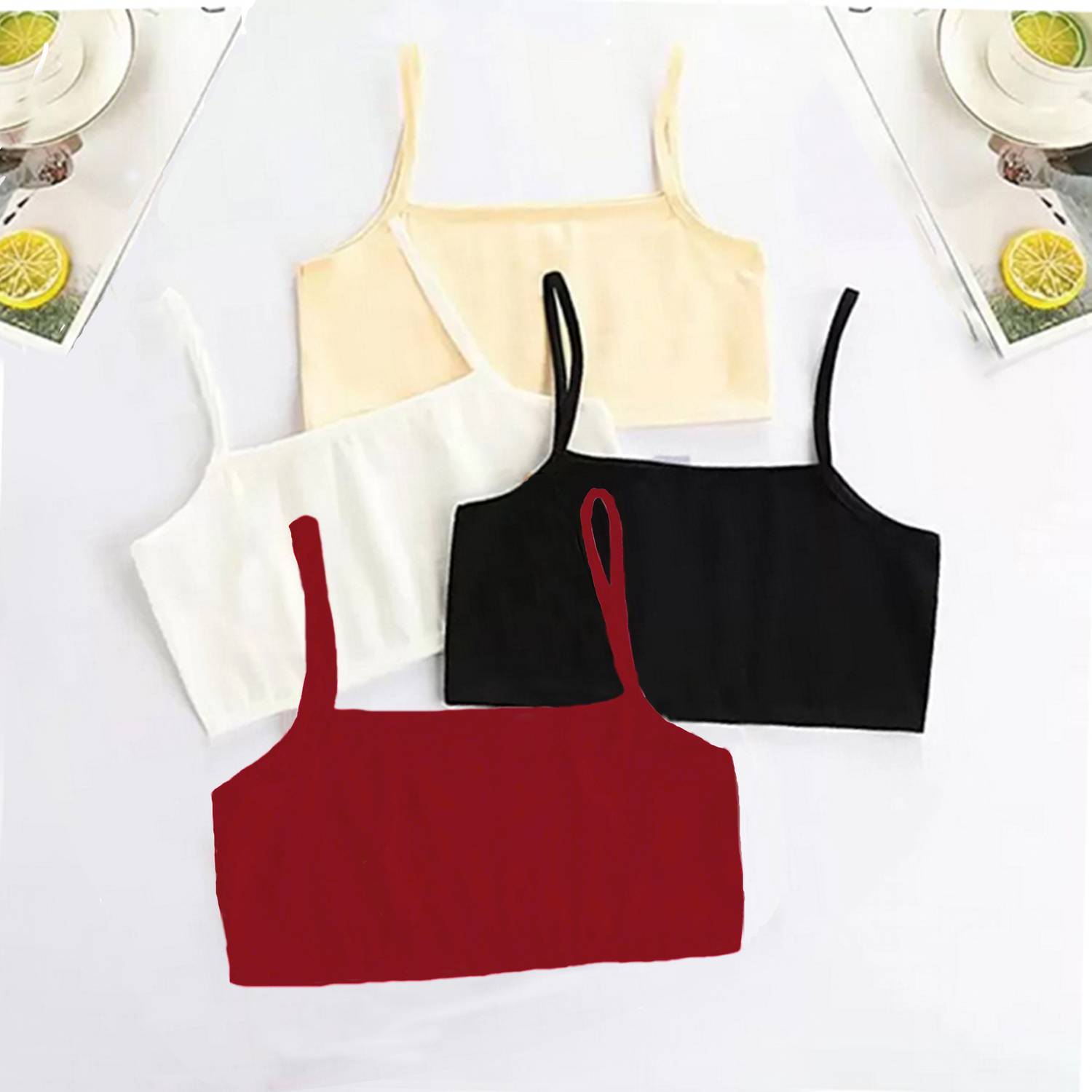 BRAABAA Pack of 4 Girls non padded beginner cotton sports bra Girls Training/Beginners Non Padded Bra