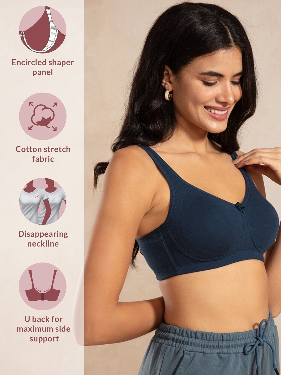 Image of Nykd Encircled with Love Everyday Cotton Bra-Non Padded,Wirefree,Full Coverage-NYB169 Women Everyday Non Padded Bra