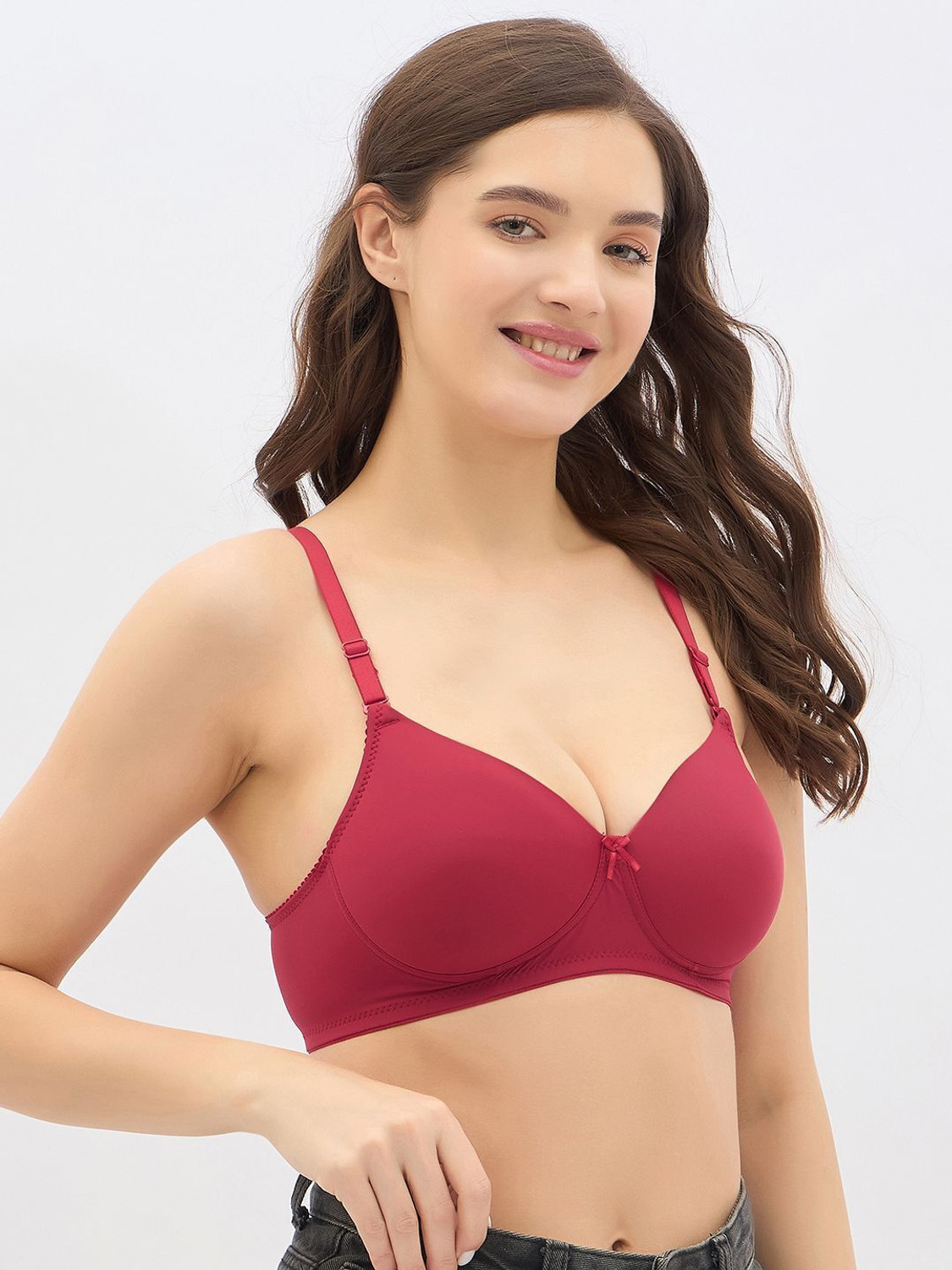 Image of Clovia Women T-Shirt Lightly Padded Bra (Maroon)