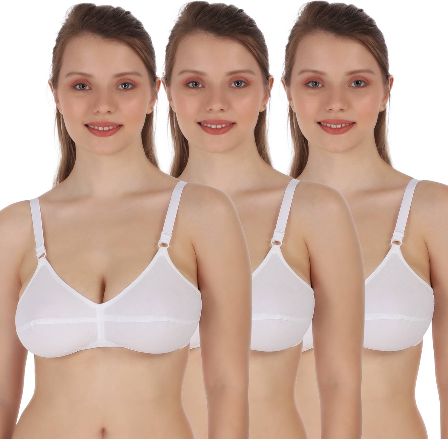 Belle Non Slip Pack of 3 Women Everyday Non Padded Bra