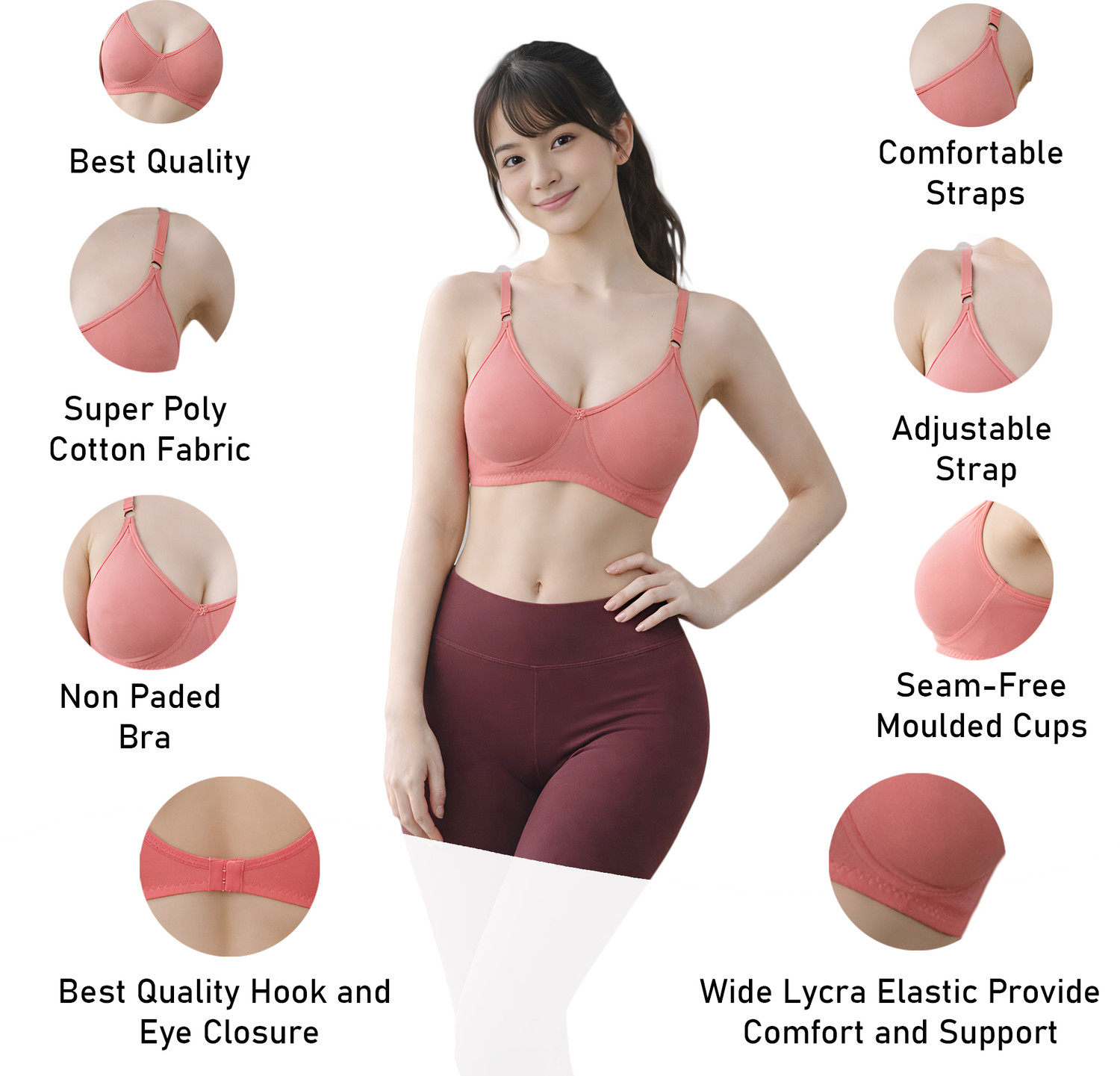 Image of STOGBULL Best Quality Moulded Bra for Girls and Women Women T-Shirt Non Padded Bra