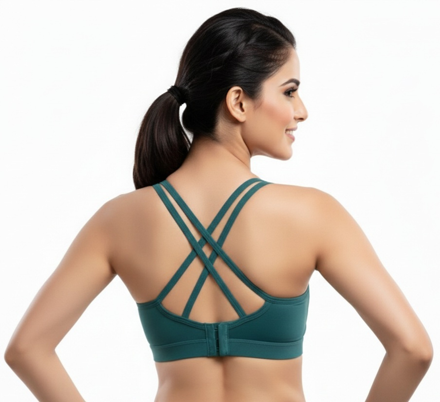 Image of BRIXTAA Women Sports Non Padded Bra (Green)