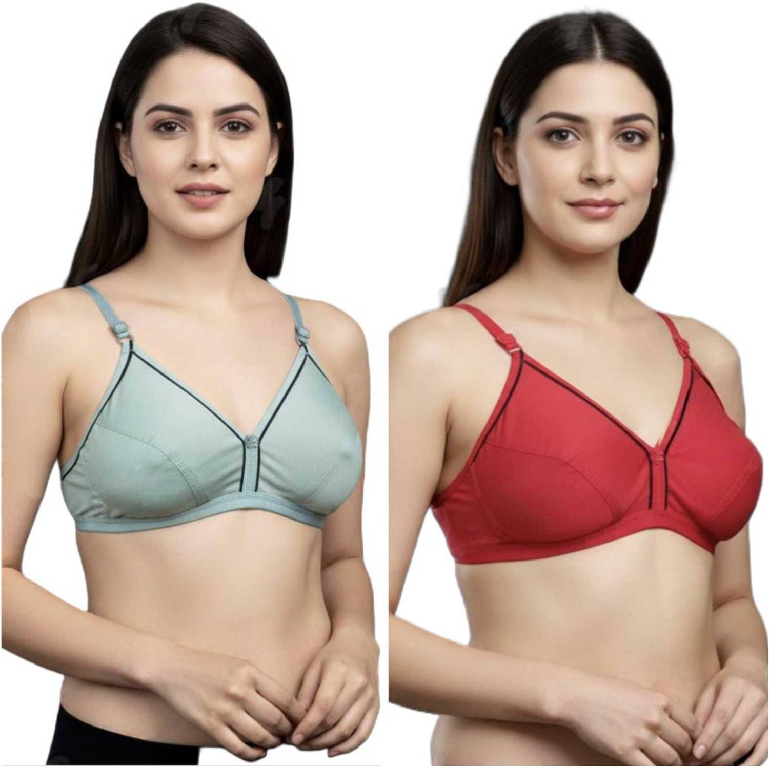 AMPIRE STORE FKT-AMP-BLK/MRN_BRA-32 Women Everyday Non Padded Bra