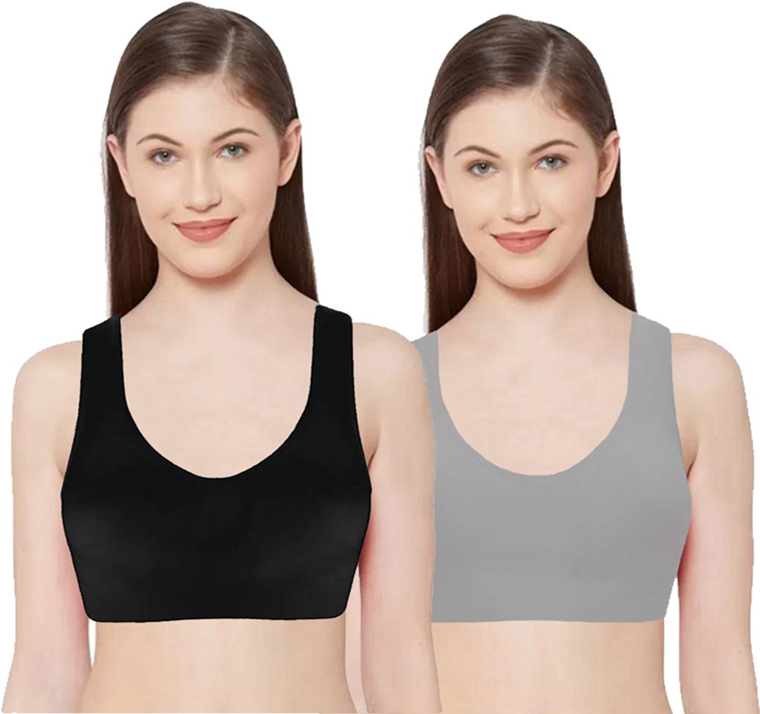 BRAABAA Pack of 2 Girls non padded beginner cotton sports bra Women Sports Non Padded Bra