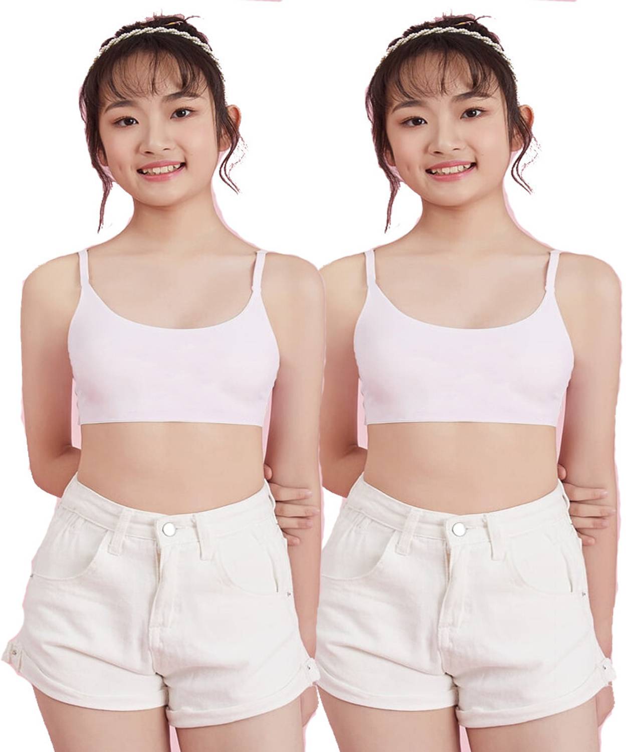 BRAAFEE 2_SLIP_WW Girls Non Padded Thin Strap Bra for Girls Non-Wired Gym Workout Girls Training/Beginners Non Padded Bra