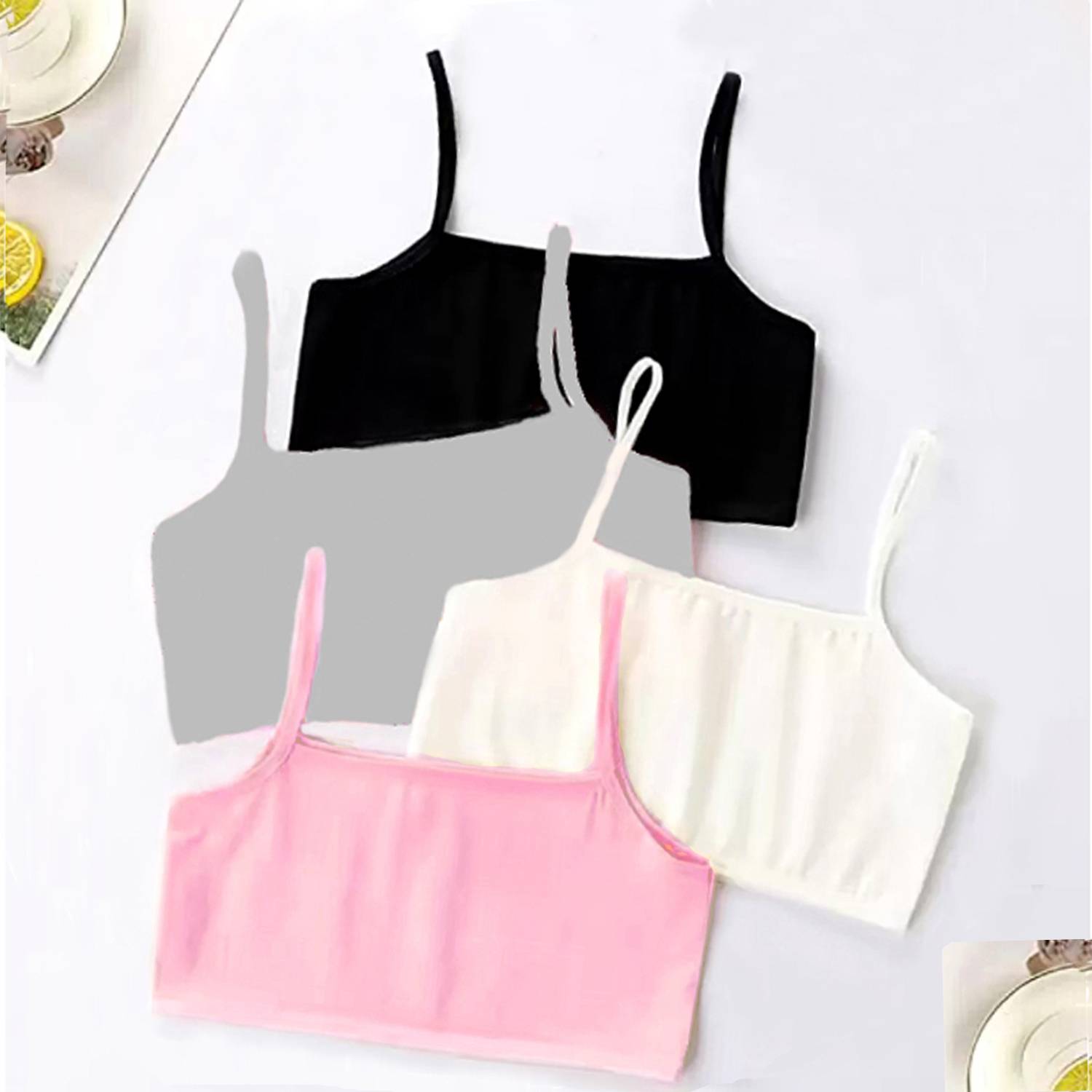 BRAABAA Pack of 4 Girls non padded beginner cotton sports bra Girls Training/Beginners Non Padded Bra