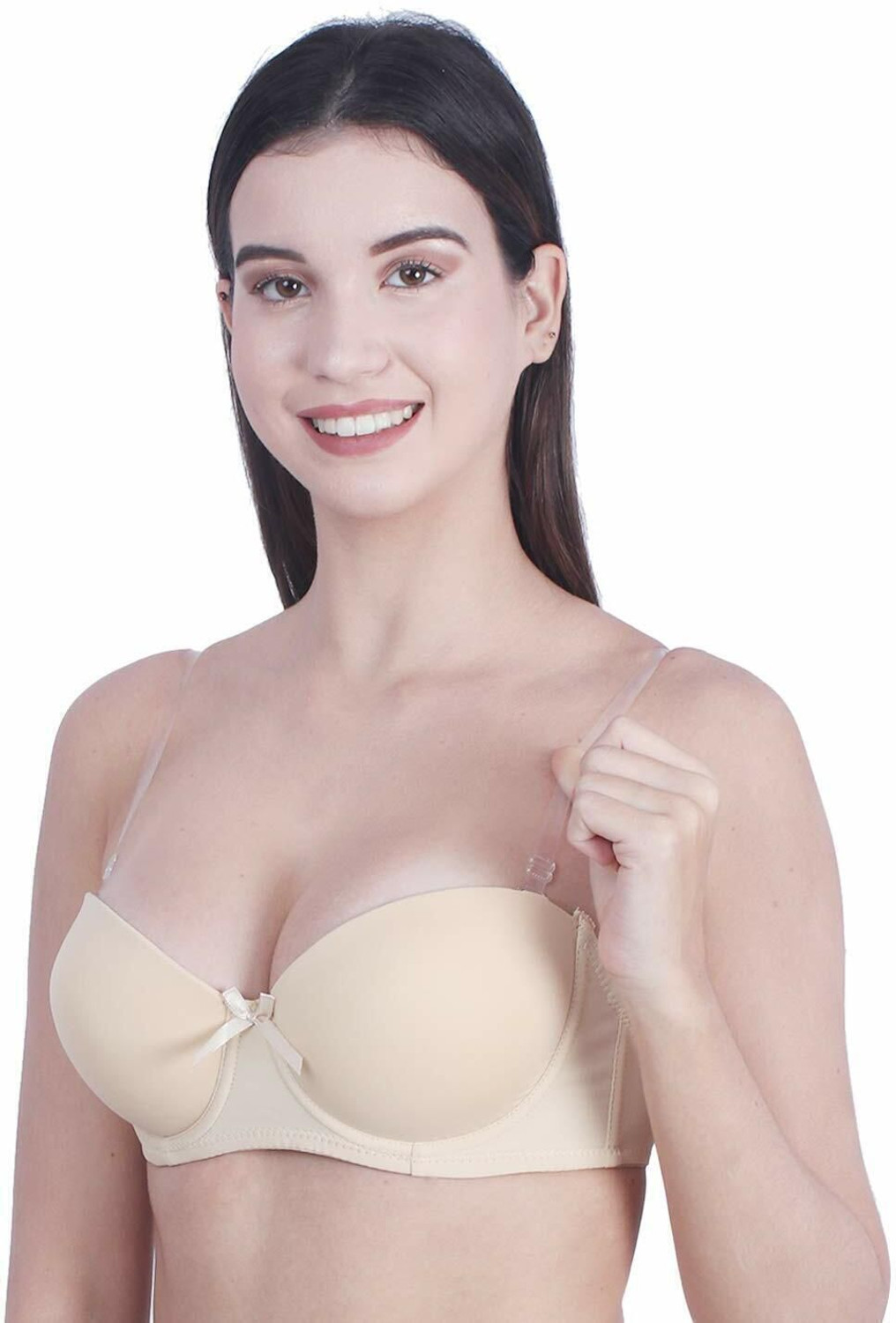 Image of Pink PixiesCreation Transparent Strap Backless Pushup Bra Women Push-up Lightly Padded Bra