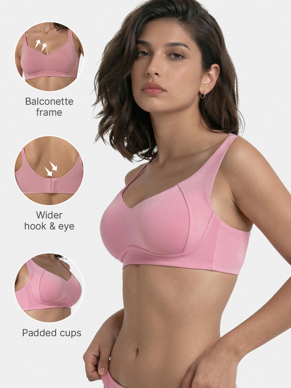 Image of Enamor Women T-Shirt Lightly Padded Bra (Pink)