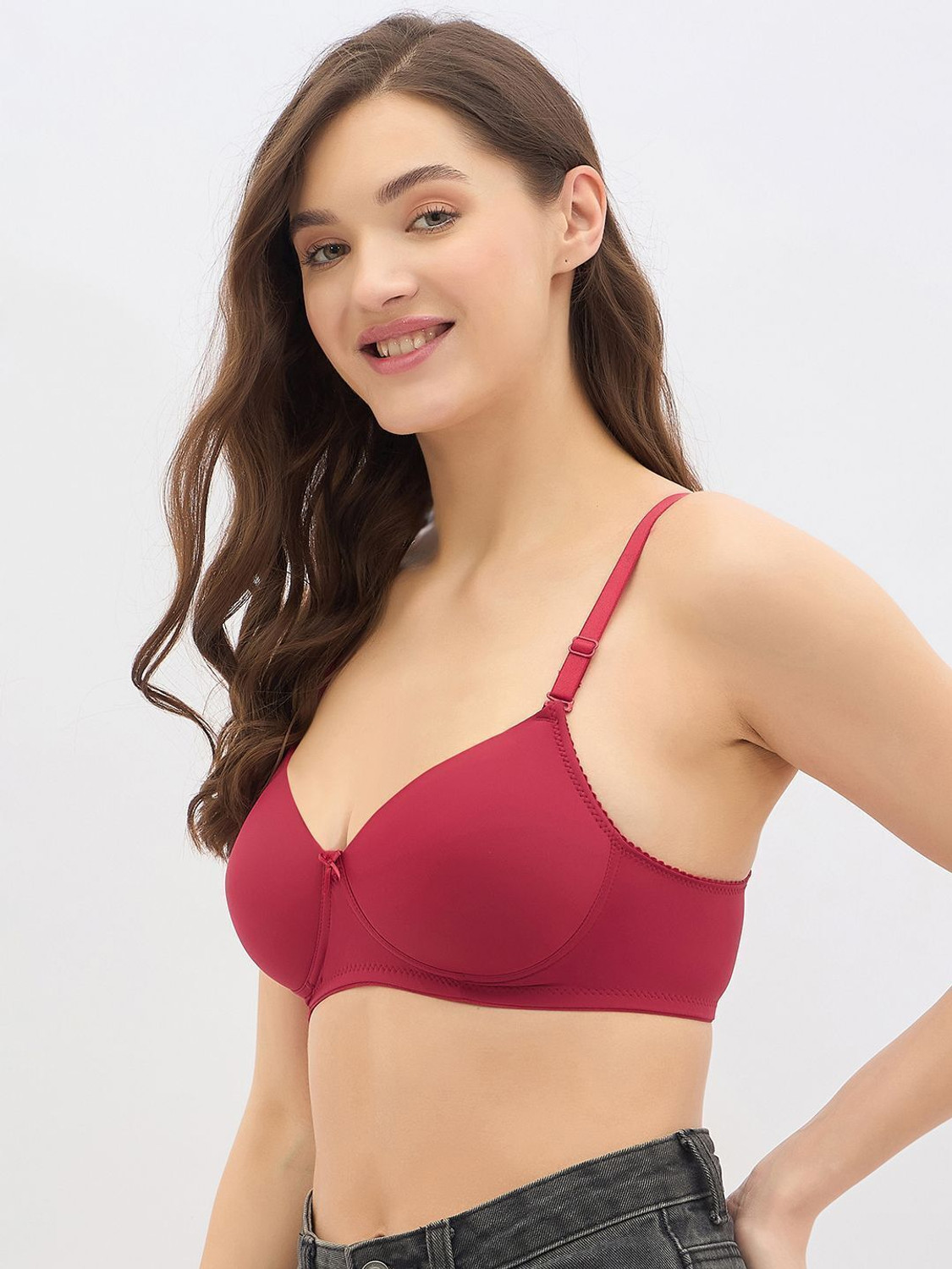 Image of Clovia Women T-Shirt Lightly Padded Bra (Maroon)