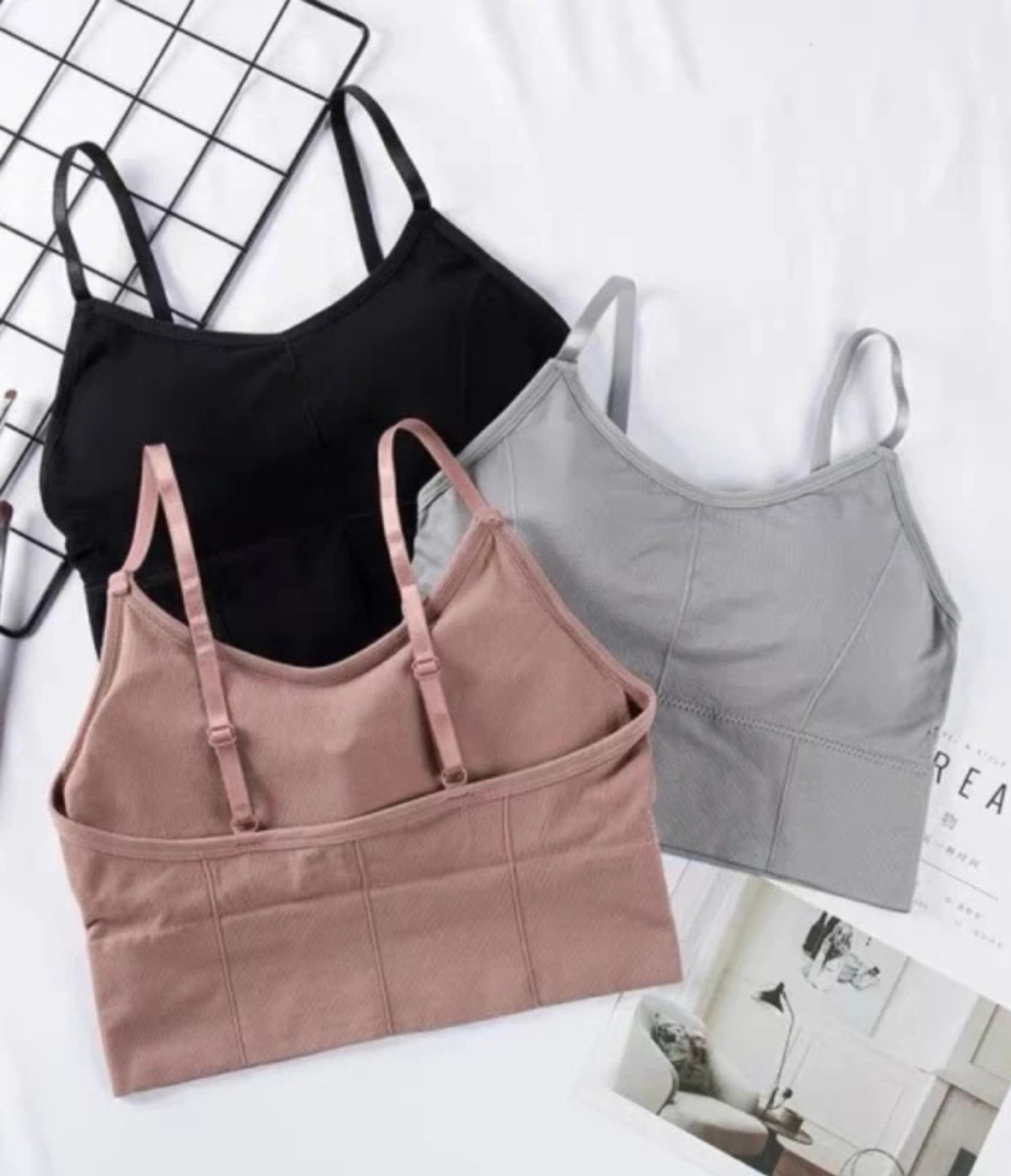 Image of SAARWEAR Pack of 3 Women Bralette Lightly Padded Bra (Grey, Black, Pink)