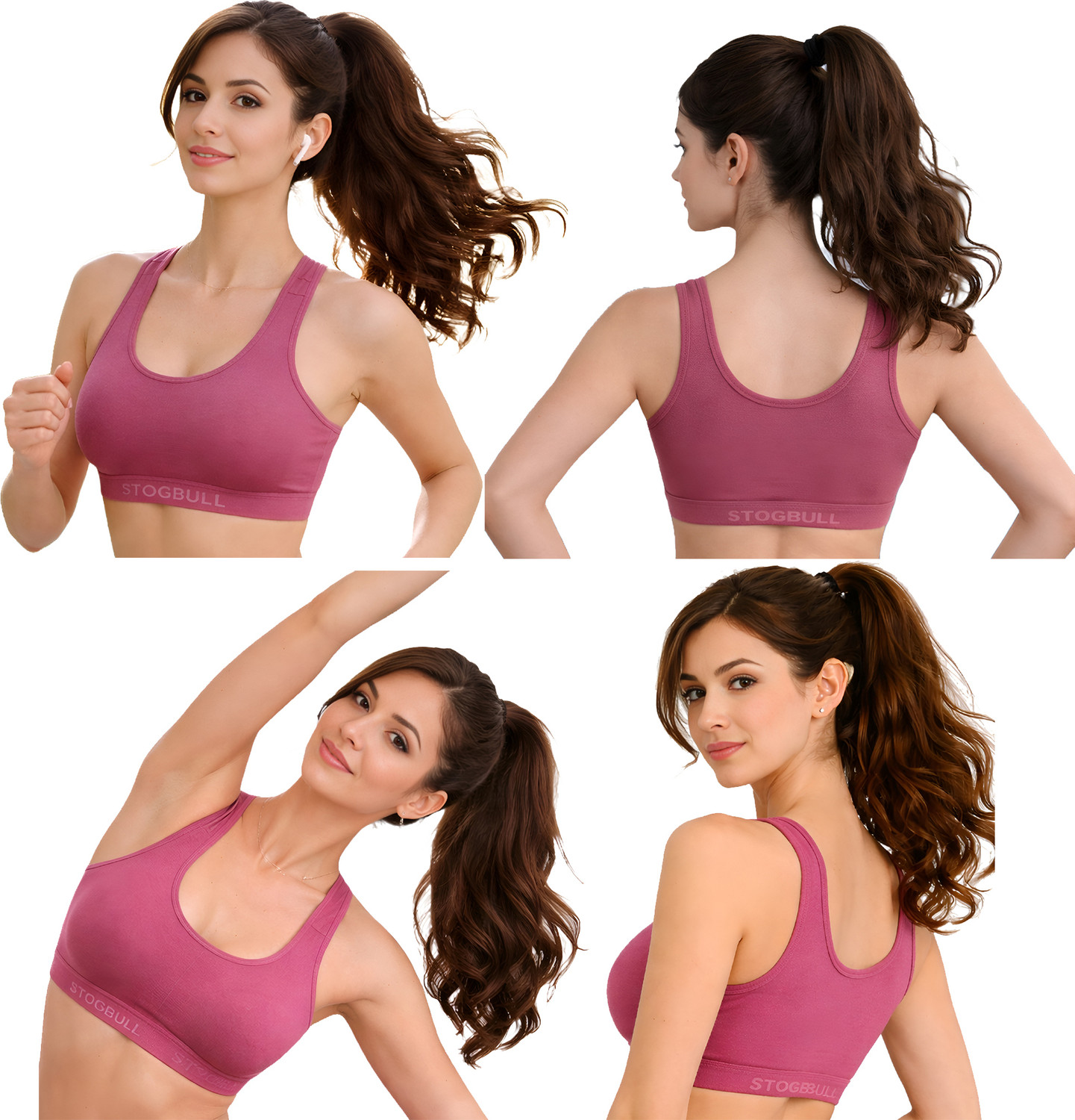 Image of STOGBULL Cotton Lycra Sports Bra Combo pack of 2 for Gym Yoga Exercise Running & Workout Women Sports Non Padded Bra