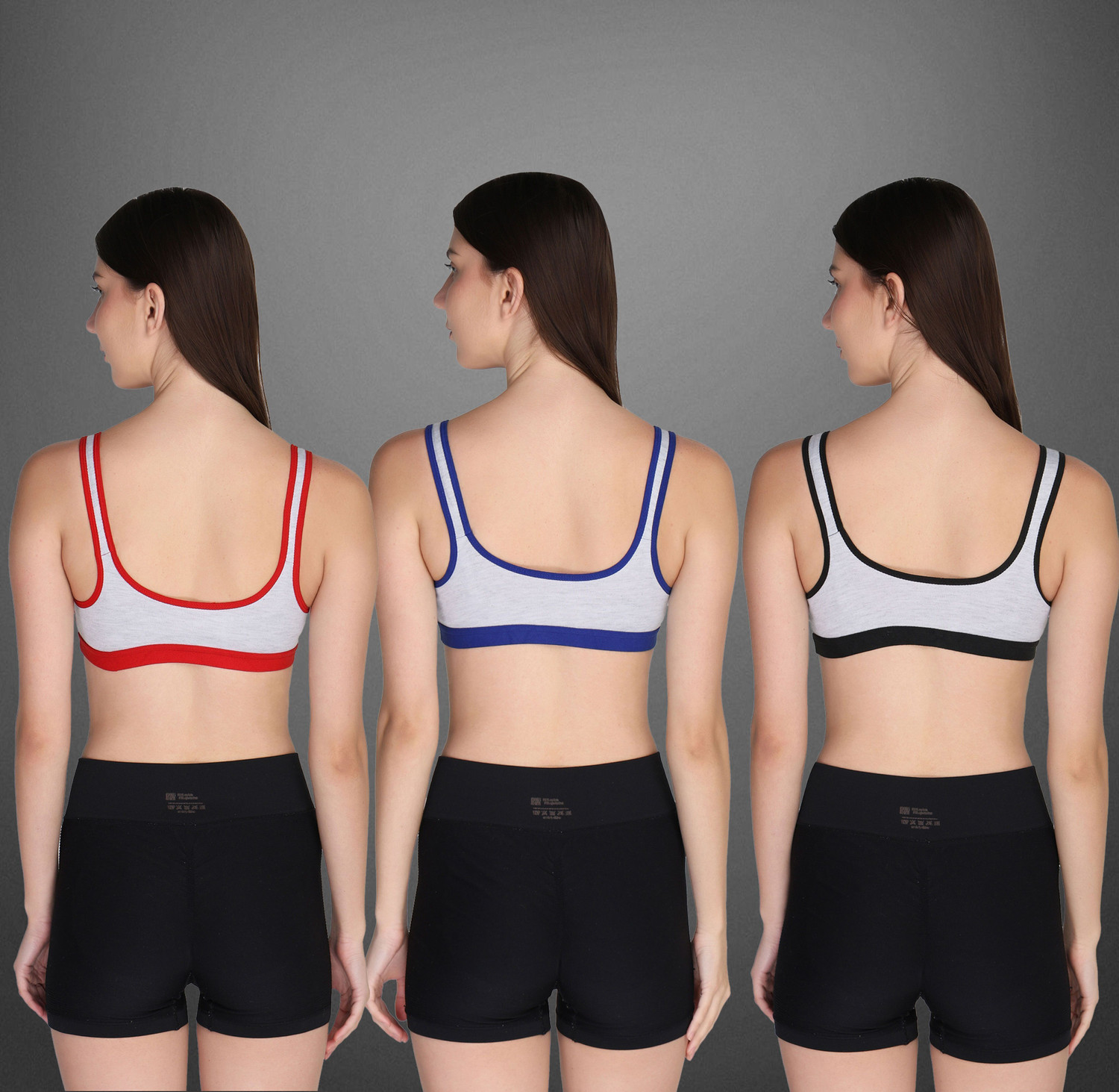 Image of lufiya pack of 3 Women Sports Non Padded Bra