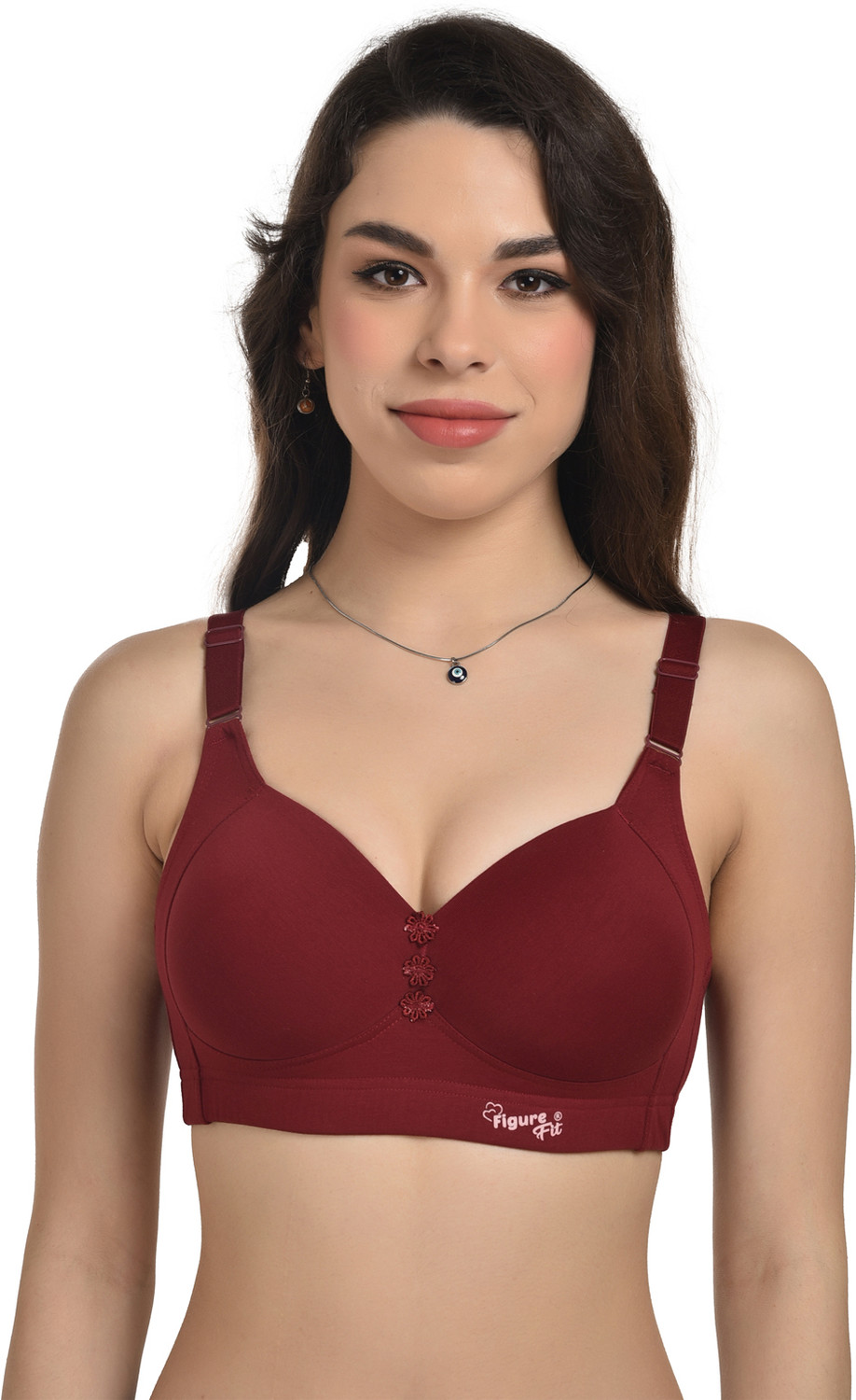 Image of FigureFit Women Minimizer Heavily Padded Bra (Maroon)