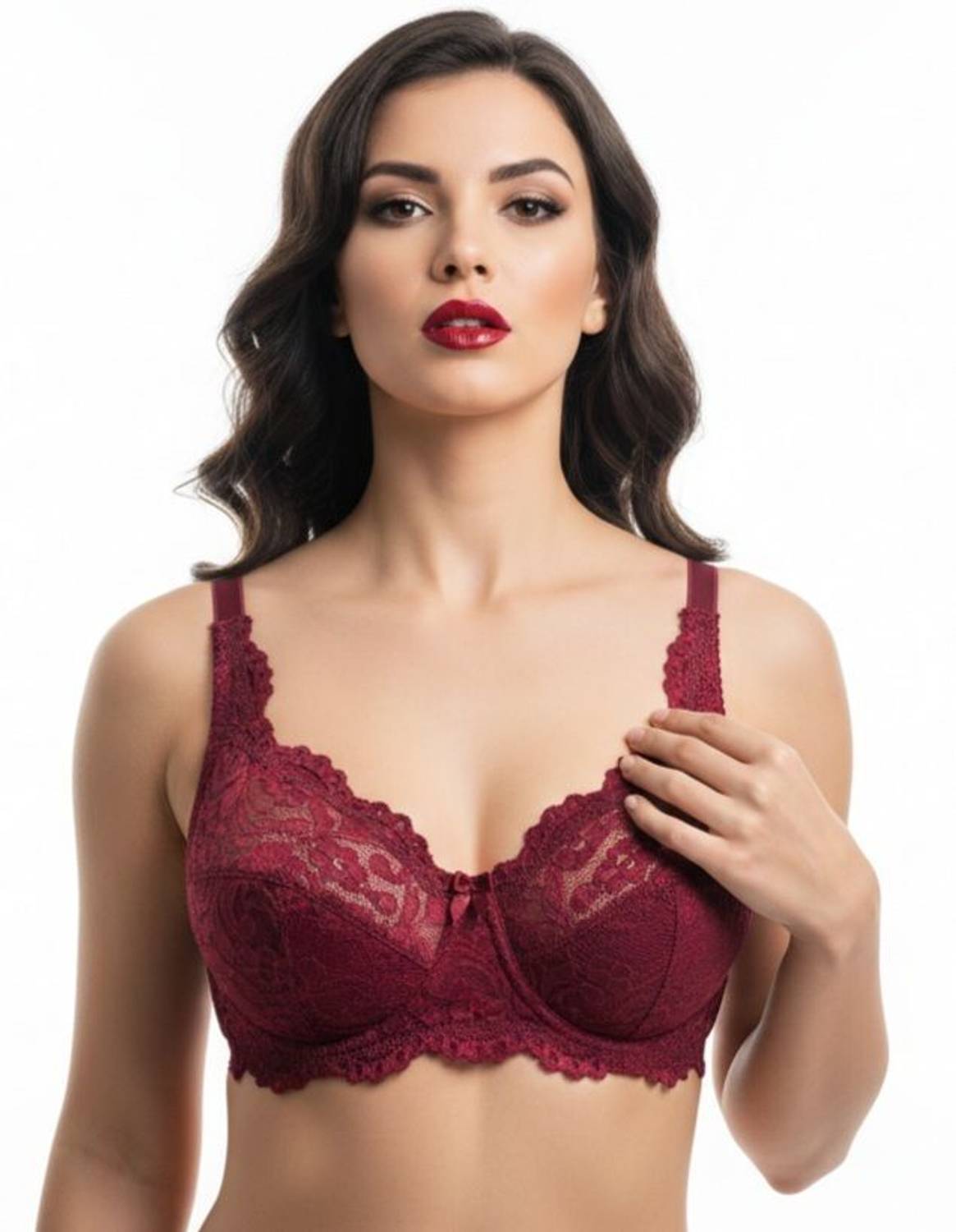 BRIXTAA Women's High-Support Lace Bra, Non-Padded Bra Women Full Coverage Non Padded Bra