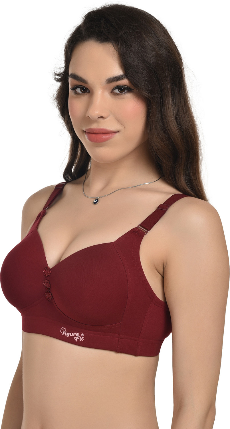 Image of FigureFit Women Minimizer Heavily Padded Bra (Maroon)